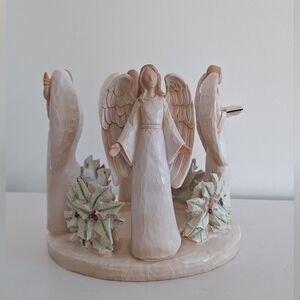 Large Angel and Mistletoe Candle Holder Made of resin
